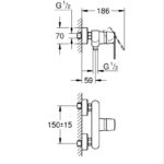 GET ΑΝΑΜΕΙΚΤΙΚΗ ΜΠΑΤΑΡΙΑ ΝΤΟΥΣ ΜΟΝΟΥ ΜΟΧΛΟΥ 1/2″ ΧΡΩΜΕ 32888000 GROHE - Image 3