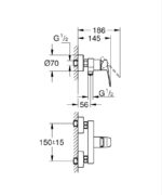 CUBEO ΜΙΚΤΗΣ ΝΤΟΥΣ ΜΕ ΕΝΑ ΜΟΧΛΟ 1/2″ ΜΑΥΡΟ ΜΑΤ 1018242430 GROHE - Image 2