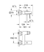 EUROCUBE ΜΙΚΤΗΣ ΝΤΟΥΣ ΜΟΝΟΥ ΜΟΧΛΟΥ 1/2" BRUSHED HARD GRAPHITE 23140AL0 GROHE - Image 2
