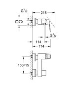 EUROCUBE ΜΙΚΤΗΣ ΝΤΟΥΣ ΜΟΝΟΥ ΜΟΧΛΟΥ 1/2" BRUSHED HARD GRAPHITE 23145AL0 GROHE - Image 2