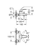 GROHE BAUCURVE ΜΙΚΤΗΣ ΛΟΥΤΡΟΥ ΜΕ ΕΝΑ ΜΟΧΛΟ 1/2″ 23599000 GROHE - Image 2