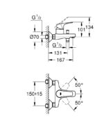 BAUFLOW ΜΙΚΤΗΣ ΛΟΥΤΡΟΥ ΜΕ ΕΝΑ ΜΟΧΛΟ 1/2″ 23756000 GROHE - Image 2