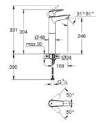 ΜΙΚΤΗΣ ΝΙΠΤΗΡΑ BAUEDGE NEW 1/2″ XL-ΜΕΓΕΘΟΣ 23761001 GROHE - Image 2