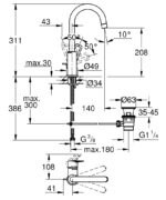 ΜΙΚΤΗΣ ΝΙΠΤΗΡΑ BAULOOP 1/2″ L-ΜΕΓΕΘΟΣ 23763001 GROHE - Image 2