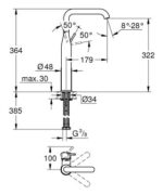 ΜΠΑΤΑΡΙΑ ΝΙΠΤΗΡΟΣ ESSENCE XL-ΜΕΓΕΘΟΣ 1/2″ BRUSHED HARD GRAPHITE 24170AL1 GROHE - Image 2