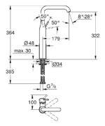 ΜΠΑΤΑΡΙΑ ΝΙΠΤΗΡΟΣ ESSENCE XL-ΜΕΓΕΘΟΣ 1/2″ COOL SUNRISE 24170GL1 GROHE - Image 2