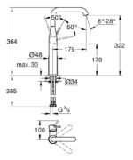 ΜΠΑΤΑΡΙΑ ΝΙΠΤΗΡΟΣ ESSENCE XL-ΜΕΓΕΘΟΣ 1/2″ PHANTOM BLACK 24170KF1 GROHE - Image 2