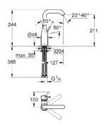ΜΠΑΤΑΡΙΑ ΝΙΠΤΗΡΟΣ ESSENCE 1/2″ L-ΜΕΓΕΘΟΣ PHANTOM BLACK 24177KF1 GROHE - Image 2