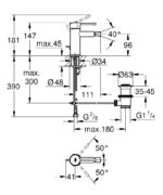 ΜΠΑΤΑΡΙΑ ΜΠΙΝΤΕ ESSENCE S-ΜΕΓΕΘΟΣ 1/2″ HARD GRAPHITE 24178A01 GROHE - Image 2