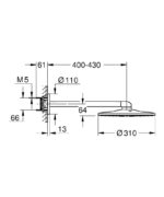 RAINSHOWER SMARTACTIVE 310 ROUND ΣΕΤ ΚΕΦΑΛΗΣ ΝΤΟΥΣ 430ΜΜ BRUSHED HARD GRAPHITE 26475AL0 GROHE - Image 2