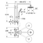 EUPHORIA SYSTEM 180 ΣΥΣΤΗΜΑ ΝΤΟΥΣ ΜΕ ΘΕΡΜΟΣΤΑΣΗ ΧΡΩΜΕ 27296001 GROHE - Image 2