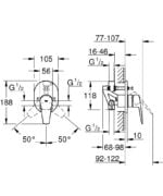 BAUEDGE ΜΙΚΤΗΣ ΛΟΥΤΡΟΥ ΜΕ ΕΝΑ ΜΟΧΛΟ 1/2″ 29039001 GROHE - Image 2