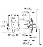 BAUEDGE ΑΝΑΜΙΚΤΗΣ ΕΝΤΟΙΧΙΖΟΜΕΝΟΣ ΙΙ KIT ΧΡΩΜΕ 29079001 GROHE - Image 2