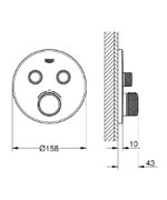 GROHTHERM SMARTCONTROL ROUND ΘΕΡΜΟΣΤΑΤΗΣ ΓΙΑ ΕΝΤΟΙΧΙΖΟΜΕΝΗ ΕΓΚΑΤΑΣΤΑΣΗ 2 ΡΟΩΝ PHANTOM BLACK 29507KF0 GROHE - Image 2