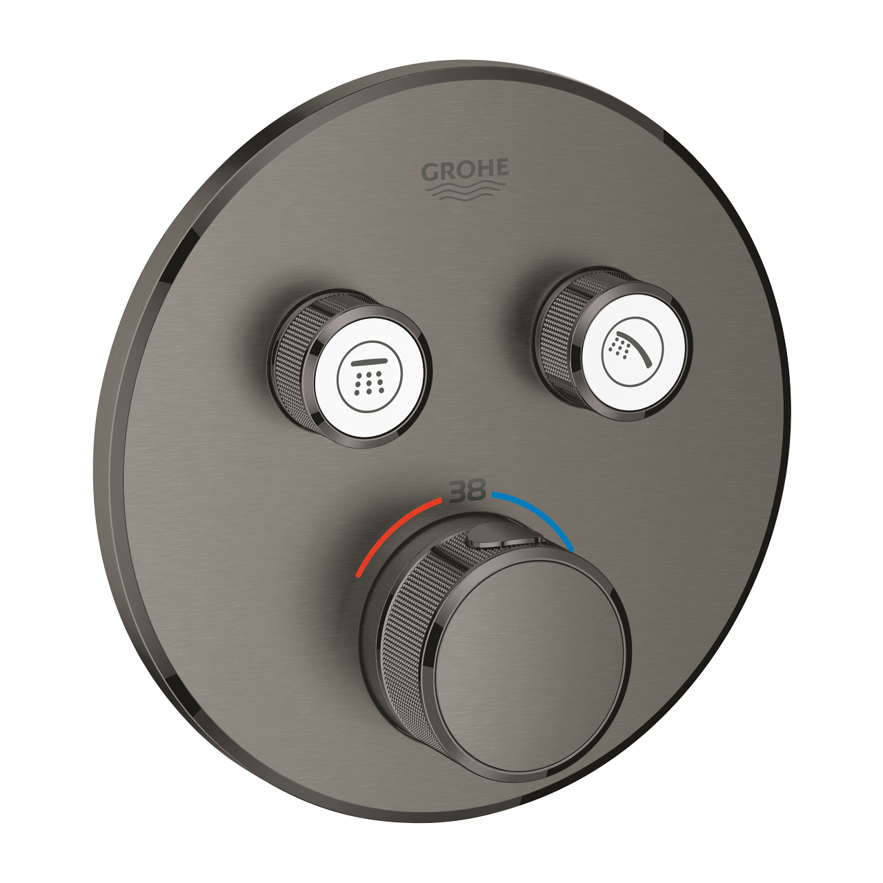 29119AL0 GROHTHERM SMARTCONTROL ROUND ΘΕΡΜΟΣΤΑΤΗΣ ΓΙΑ ΕΝΤΟΙΧΙΖΟΜΕΝΗ ΕΓΚΑΤΑΣΤΑΣΗ 2 ΡΟΩΝ BRUSHED HARD GRAPHITE 29119AL0 GROHE - Image 1
