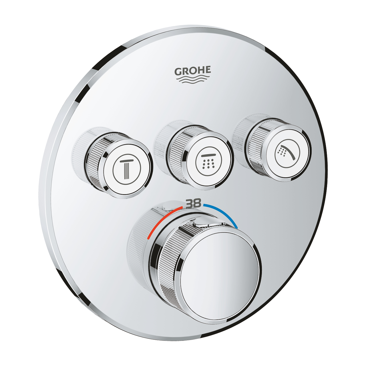 29121000 GROHTHERM SMARTCONTROL ROUND ΘΕΡΜΟΣΤΑΤΗΣ ΓΙΑ ΕΝΤΟΙΧΙΖΟΜΕΝΗ ΕΓΚΑΤΑΣΤΑΣΗ 3 ΡΟΩΝ ΧΡΩΜΕ 29121000 GROHE - Image 1