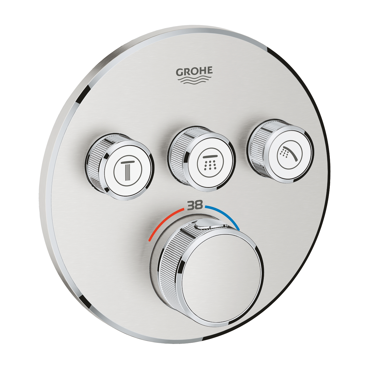 29121DC0 GROHTHERM SMARTCONTROL ROUND ΘΕΡΜΟΣΤΑΤΗΣ ΓΙΑ ΕΝΤΟΙΧΙΖΟΜΕΝΗ ΕΓΚΑΤΑΣΤΑΣΗ 3 ΡΟΩΝ SUPERSTEEL 29121DC0 GROHE - Image 1