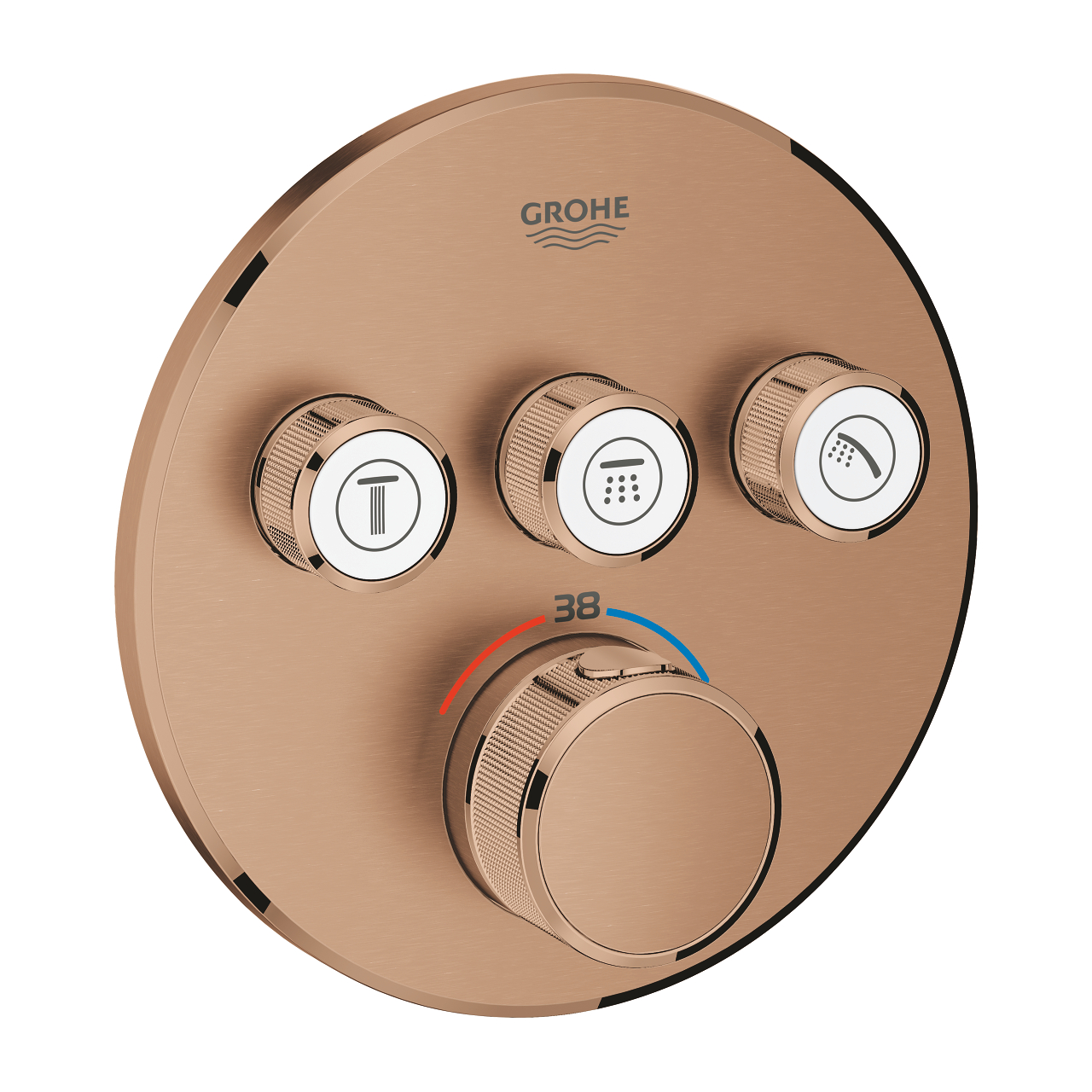 29121DL0 GROHTHERM SMARTCONTROL ROUND ΘΕΡΜΟΣΤΑΤΗΣ ΓΙΑ ΕΝΤΟΙΧΙΖΟΜΕΝΗ ΕΓΚΑΤΑΣΤΑΣΗ 3 ΡΟΩΝ BRUSHED WARM SUNSET 29121DL0 GROHE - Image 1