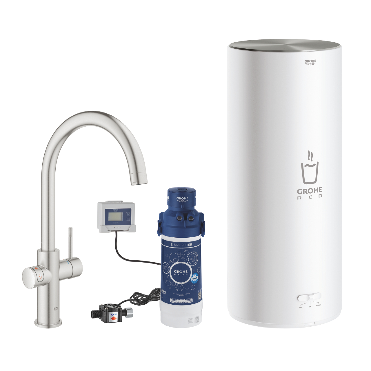 30079DC1 ΒΡΥΣΗ ΚΑΙ ΜΠΟΪΛΕΡ RED DUO L SIZE SUPERSTEEL C-SPOUT 30079DC1 GROHE - Image 1