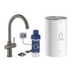 ΒΡΥΣΗ ΚΑΙ ΜΠΟΪΛΕΡ RED DUO M SIZE BRUSHED HARD GRAPHITE C-SPOUT 30083AL1 GROHE