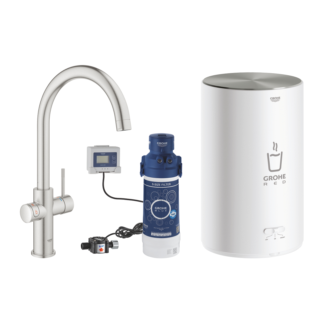 30083DC1 ΒΡΥΣΗ ΚΑΙ ΜΠΟΪΛΕΡ RED DUO M SIZE SUPERSTEEL C-SPOUT 30083DC1 GROHE - Image 1