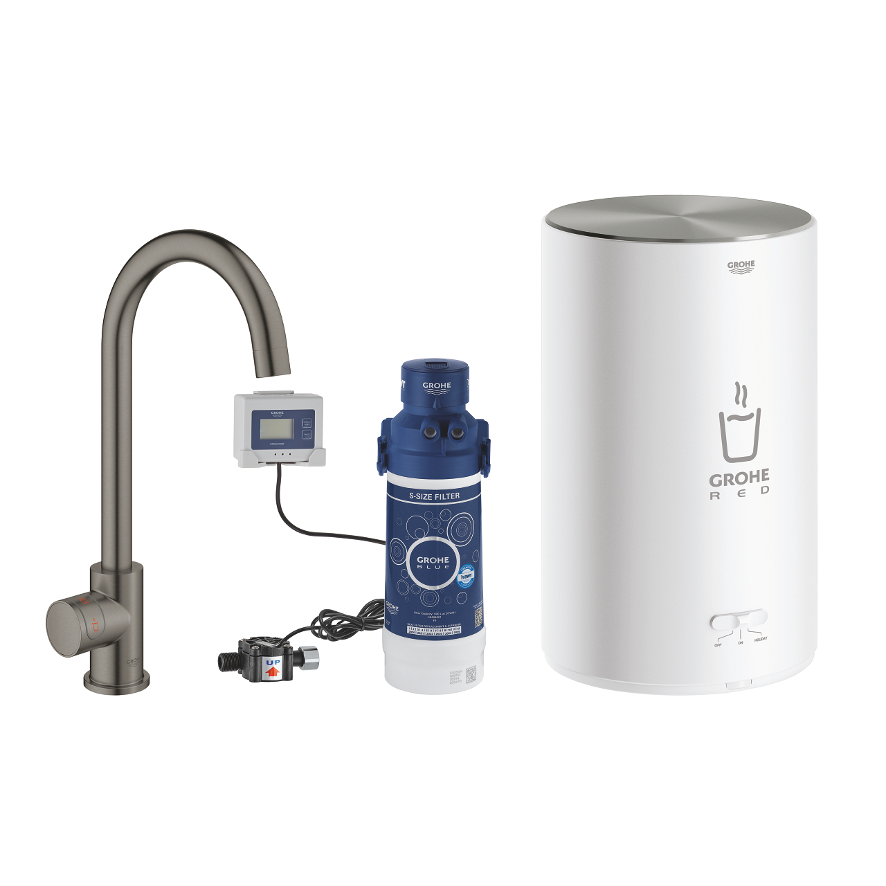30085AL1 ΒΡΥΣΗ ΚΑΙ ΜΠΟΪΛΕΡ RED MONO Μ SIZE BRUSHED HARD GRAPHITE C-SPOUT 30085AL1 GROHE - Image 1