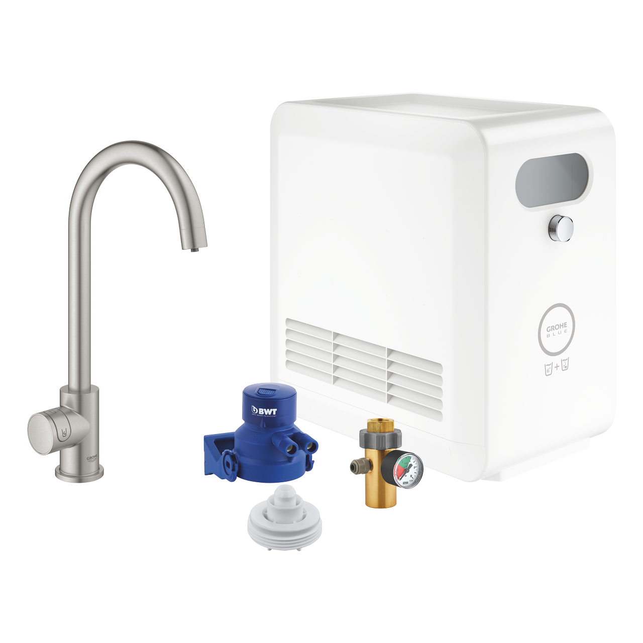31302DC2 BLUE PROFESSIONAL ΚΙΤ ΕΚΡΟΗΣ C-SPOUT ΜΕ ΜΠΑΤΑΡΙΑ ΜΟΝΗΣ ΛΕΙΤΟΥΡΓΙΑΣ SUPERSTEEL 31302DC2 GROHE - Image 1