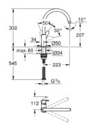 ΜΙΚΤΗΣ ΝΕΡΟΧΥΤΗ BAUCURVE ΜΟΝΗΣ ΛΑΒΗΣ 1/2″ 31536001 GROHE - Image 2