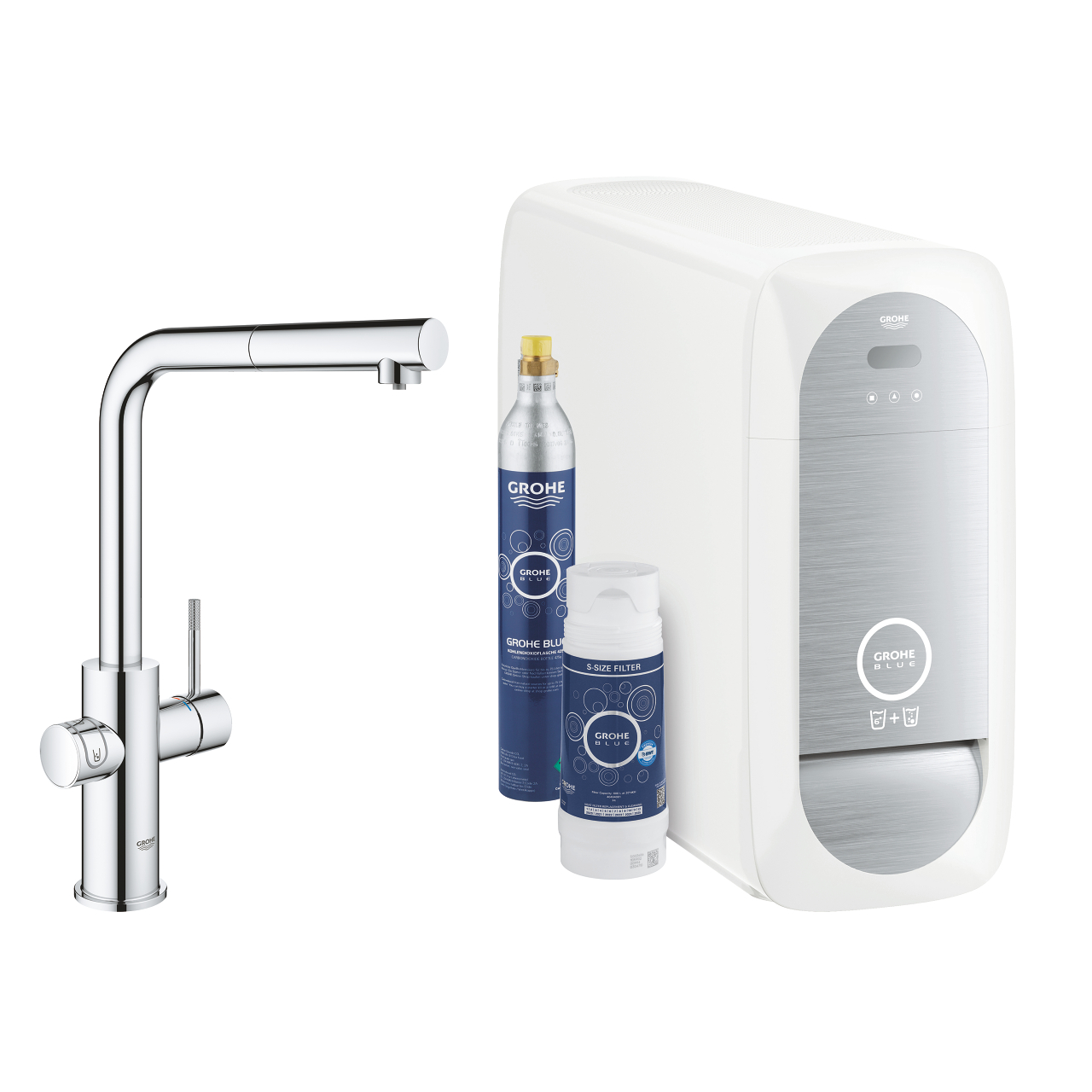 31539000 BLUE HOME ΚΙΤ ΕΚΚΙΝΗΣΗΣ ΕΚΡΟΗΣ L-SPOUT ΜΕ ΑΠΟΣΠΩΜΕΝΟ ΝΤΟΥΣ ΧΡΩΜΕ 31539000 GROHE - Image 1