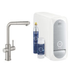 BLUE HOME ΚΙΤ ΕΚΚΙΝΗΣΗΣ ΕΚΡΟΗΣ L-SPOUT ΜΕ ΑΠΟΣΠΩΜΕΝΟ ΝΤΟΥΣ SUPERSTEEL 31539DC0 GROHE