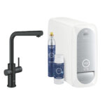 BLUE HOME ΚΙΤ ΕΚΚΙΝΗΣΗΣ ΕΚΡΟΗΣ L-SPOUT ΜΕ ΑΠΟΣΠΩΜΕΝΟ ΝΤΟΥΣ VELVET BLACK 31539KS0 GROHE