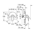 EUROSMART ΑΝΑΜΙΚΤΗΣ ΜΠΑΝΙΟΥ ΜΟΝΟΥ ΜΟΧΛΟΥ 1/2″ 33556003 GROHE - Image 2