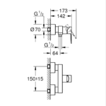 ΜΙΚΤΗΣ ΛΟΥΤΡΟΥ ΜΕ ΕΝΑ ΜΟΧΛΟ 1/2″ LINEARE ΧΡΩΜΕ 33865001 GROHE - Image 2