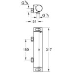 GROHTHERM 2000 ΘΕΡΜΟΣΤΑΤΙΚΗ ΜΠΑΤΑΡΙΑ ΛΟΥΤΡΟΥ 1/2″ ΧΡΩΜΕ 34170001 GROHE - Image 2