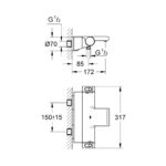 GROHTHERM 2000 ΘΕΡΜΟΣΤΑΤΙΚΗ ΜΠΑΤΑΡΙΑ ΛΟΥΤΡΟΥ 1/2″ ΧΡΩΜΕ 34464001 GROHE - Image 2