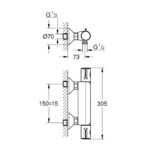 GROHTHERM 800 ΘΕΡΜΟΣΤΑΤΙΚΗ ΜΠΑΤΑΡΙΑ ΓΙΑ ΝΤΟΥΣ 1/2″ ΧΡΩΜΕ 34558000 GROHE - Image 2