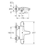 GROHTHERM 1000 ΘΕΡΜΟΣΤΑΤΙΚΗ ΜΠΑΤΑΡΙΑ ΛΟΥΤΡΟΥ 1/2″ ΧΡΩΜΕ 34816003 GROHE - Image 2